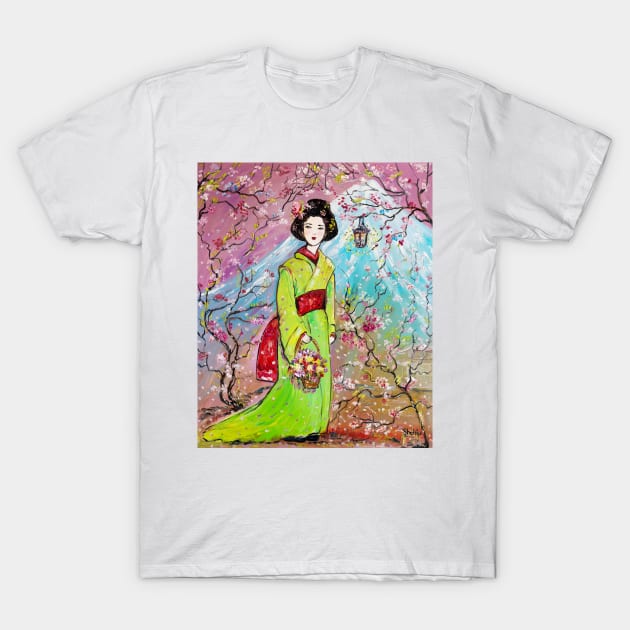 Japanese Girl in The Sakura Garden T-Shirt by NataliaShchip